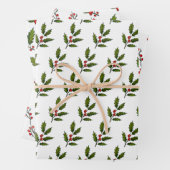 Holly Berries Design Wrapping Paper Set (In situ)
