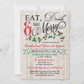 Holly, Berries, Eet, Drink en Wees vrolijk feest Kaart (Voorkant)