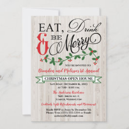 Holly, Berries, Eet, Drink en Wees vrolijk feest Kaart