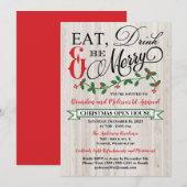 Holly, Berries, Eet, Drink en Wees vrolijk feest Kaart (Voorkant / Achterkant)