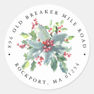 Holly Berries Elegant Return Address Label