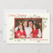 Holly Berries en blad Foto met Kerstmis Kaart (Voorkant)