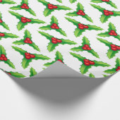 Holly Berries en bladeren kerstcadeautjes Cadeaupapier (Hoek)
