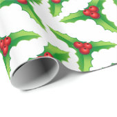 Holly Berries en bladeren kerstcadeautjes Cadeaupapier (Rol Hoek)