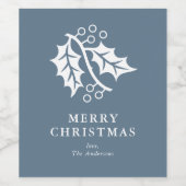 Holly Berries en Blue Christmas Wijn Etiket (Enkel label)