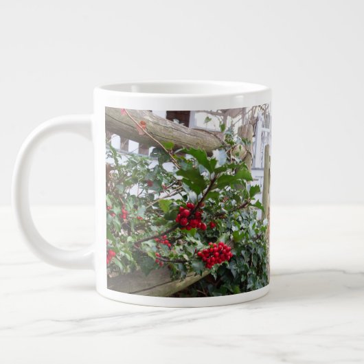 Holly Berries en Fence - Martha's wijngaard Grote Koffiekop (Links)