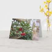 Holly Berries en Fence - Martha's wijngaard Kaart (Gele Bloem)