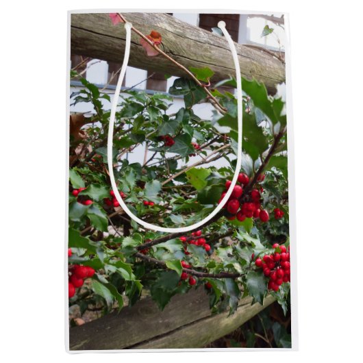 Holly Berries en Fence - Martha's wijngaard Medium Cadeauzakje (Voorkant)