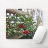 Holly Berries en Fence - Martha's wijngaard Muismat (Met muis)