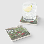 Holly Berries en Fence - Martha's wijngaard Stenen Onderzetter (Zijkant)