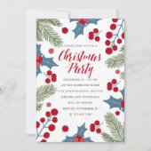Holly Berries en Ferns kerstparty Kaart (Voorkant)