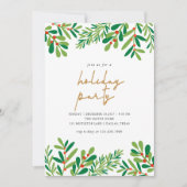 Holly Berries en Ferns kerstparty Kaart (Voorkant)