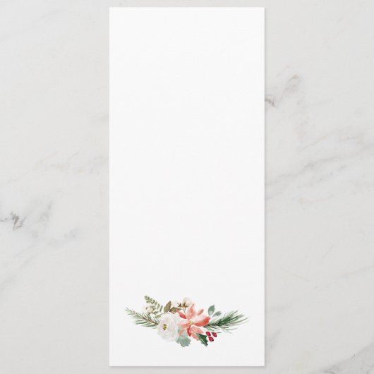 Holly Berries en Floral kerstbruilding diner Menu (Achterkant)