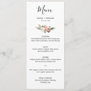 Holly Berries en Floral kerstbruilding diner Menu