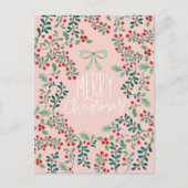 Holly Berries en groen Kerstmis Briefkaart (Voorkant)