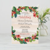 Holly Berries en Groenen / Kerstbruiloft Kaart (Staand voorkant)