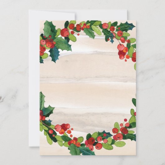 Holly Berries en Groenen / Kerstbruiloft Kaart (Achterkant)
