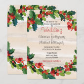 Holly Berries en Groenen / Kerstbruiloft Kaart (Voorkant / Achterkant)