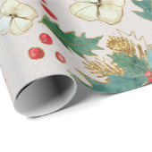 Holly, Berries en kerstRoos Cadeaupapier (Rol Hoek)
