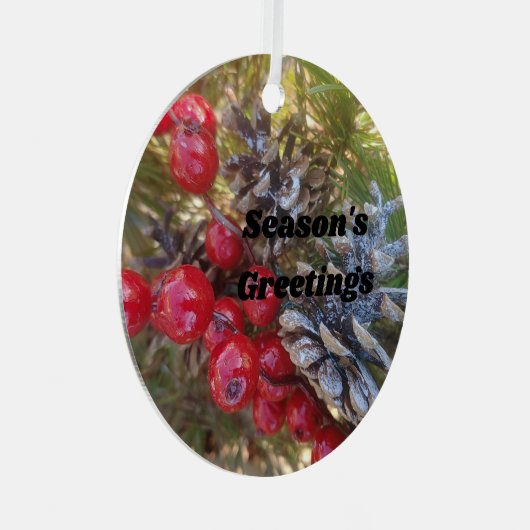 Holly Berries en pine Metalen Ornament (Voorkant Rechts)