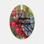 Holly Berries en pine Metalen Ornament (Voorkant links)