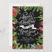 Holly Berries en Pines | Nieuw kerstjaar met vroli Feestdagenkaart (Voorkant)