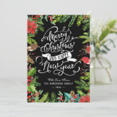 Holly Berries en Pines | Nieuw kerstjaar met vroli Feestdagenkaart (Staand voorkant)