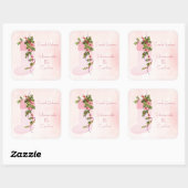Holly Berries en Roze Stocking Holiday Vierkante Sticker (Vel)