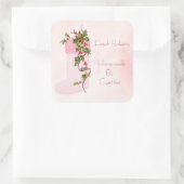 Holly Berries en Roze Stocking Holiday Vierkante Sticker (Tas)