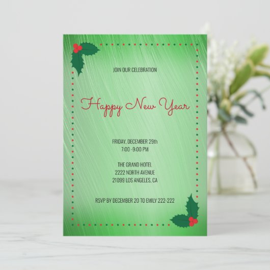 Holly Berries en Stippen Kaart (Staand voorkant)