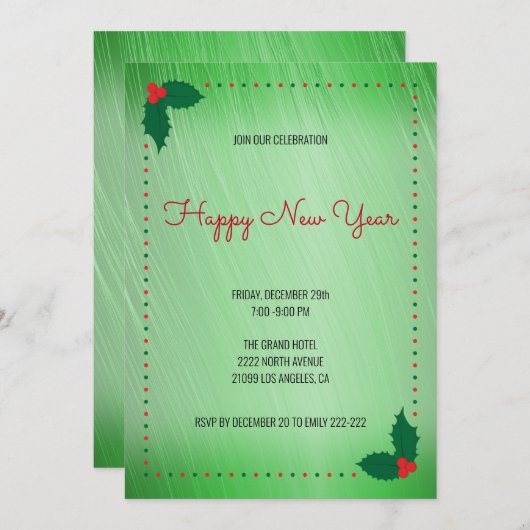 Holly Berries en Stippen Kaart (Voorkant / Achterkant)