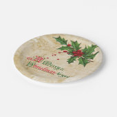  Holly Berries en vrolijk kerstbericht Papieren Bordje (Gekanteld)
