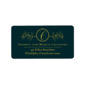 Holly | Berries Faux Gold Monogram Return Address Etiket (Voorkant)