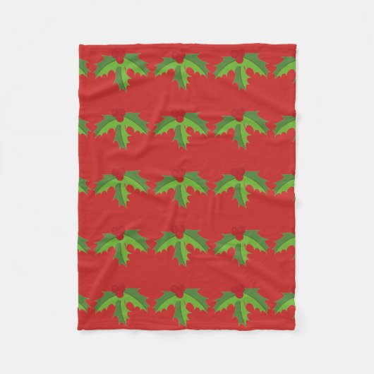 Holly Berries Fleece Deken (Voorkant)