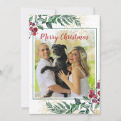 Holly Berries Floral Botanische Foto Kerstmis (Voorkant)