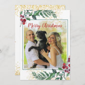 Holly Berries Floral Botanische Foto Kerstmis (Voorkant / Achterkant)