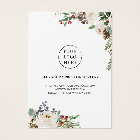Holly Berries Floral Holiday Earring Display Kaart (Achterkant)
