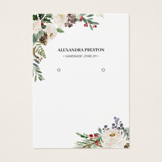 Holly Berries Floral Holiday Earring Display Kaart (Voorkant)