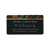 Holly Berries Foliage Kerstmis retouradres Etiket (Voorkant)