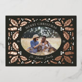  Holly Berries Foto kerstkolen Folie Feestdagenkaart (Voorkant)