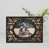  Holly Berries Foto kerstkolen Folie Feestdagenkaart (Staand Voorkant)