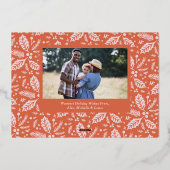 Holly Berries Foto Kerstmis, rood Folie Feestdagenkaart (Achterkant)