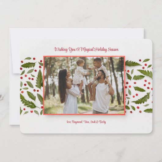 Holly Berries Foto Vakantie Groeten Kaart (Voorkant)