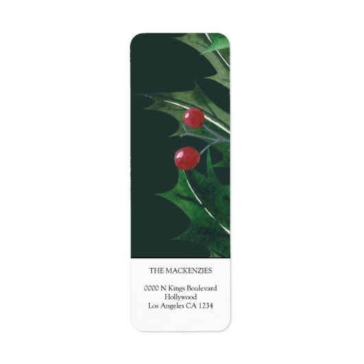 Holly Berries gepersonaliseerde kerst Etiket (Voorkant)