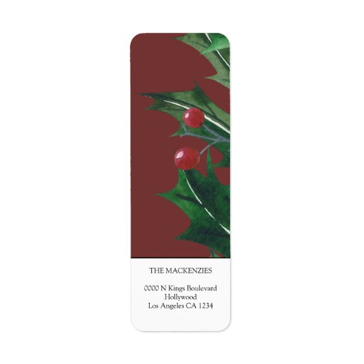 Holly Berries gepersonaliseerde kerst Etiket (Voorkant)