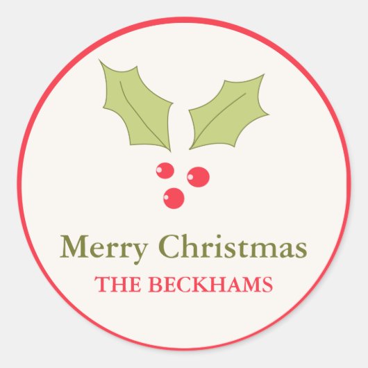 Holly Berries gepersonaliseerde vakantie cadeau La Ronde Sticker (Voorkant)