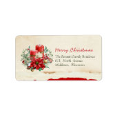 Holly Berries Green Red Poinsettia Retouradres Etiket (Voorkant)