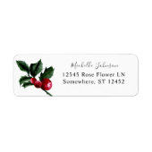 Holly Berries & Greenery Return Address Label (Voorkant)
