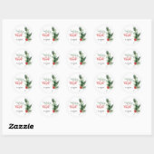 Holly Berries Greenery Vrolijk & helder kerstfeest Ronde Sticker (Vel)