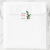 Holly Berries Greenery Vrolijk & helder kerstfeest Ronde Sticker (Tas)